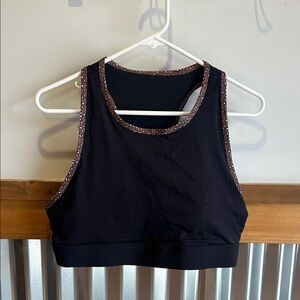Fabletics Black Sports Bra with Glitter Trim
